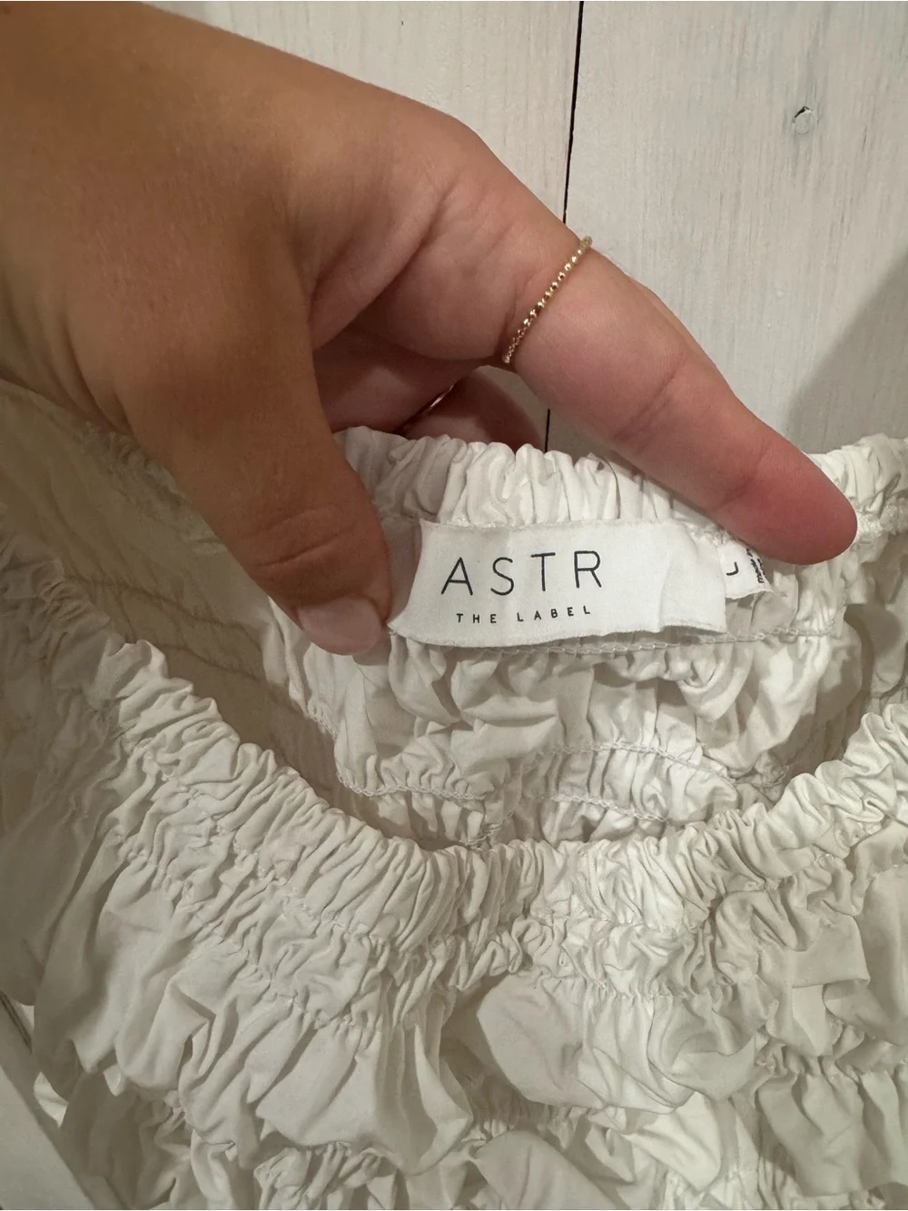Astr White Smocked Square-Neck Peplum Blouse - Picture 3 of 7